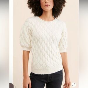 Anthropologie Bonnie Quilted Eyelash Sweater cream - will fit small